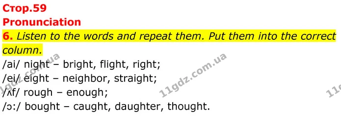 6. Listen to the words and repeat them. Put them into the correct column. — ГДЗ Англійська мова 7 клас Коста