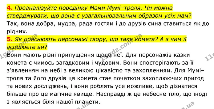 4. Проаналізуйте поведінку Мами Мумі–троля. Чи можна стверджувати, що вона є узагальнювальним образом усіх мам? — ГДЗ Зарубіжна література 5 клас Ковбасенко 2022