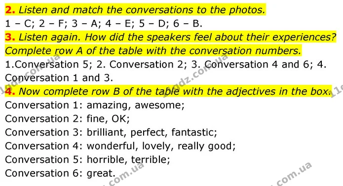 2. Listen and match the conversations to the photos. — ГДЗ Англійська мова 6 клас Коста (Prepare 6)