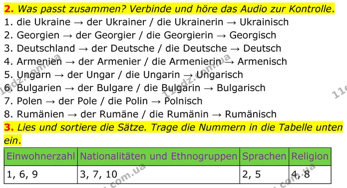 2. Was passt zusammen? Verbinde und höre das Audio zur Kontrolle. — ГДЗ Німецька мова 8 клас Сотникова (2025) 4 рік