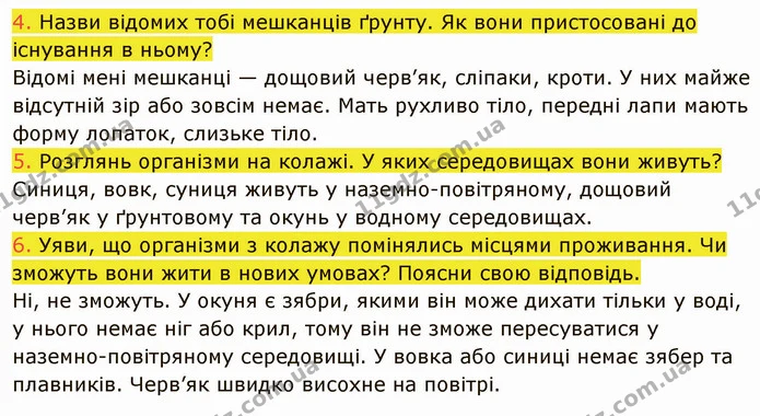 4. Назви відомих тобі мешканців ґрунту. Як вони пристосовані до існування в ньому? — ГДЗ Пізнаємо природу 5 клас Коршевнюк