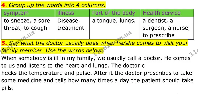 4. Group up the words into 4 columns. — ГДЗ Англійська мова 7 клас Карпюк