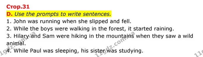 D. Use the prompts to write sentences. — ГДЗ Робочий зошит Англійська мова 6 клас Мітчелл