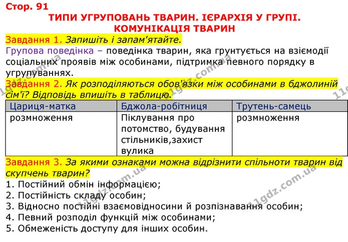 Стор. 91 — 1-3 — ГДЗ Робочий зошит з Біології 7 клас Яременко — ГДЗ Робочий зошит з Біології 7 клас Яременко