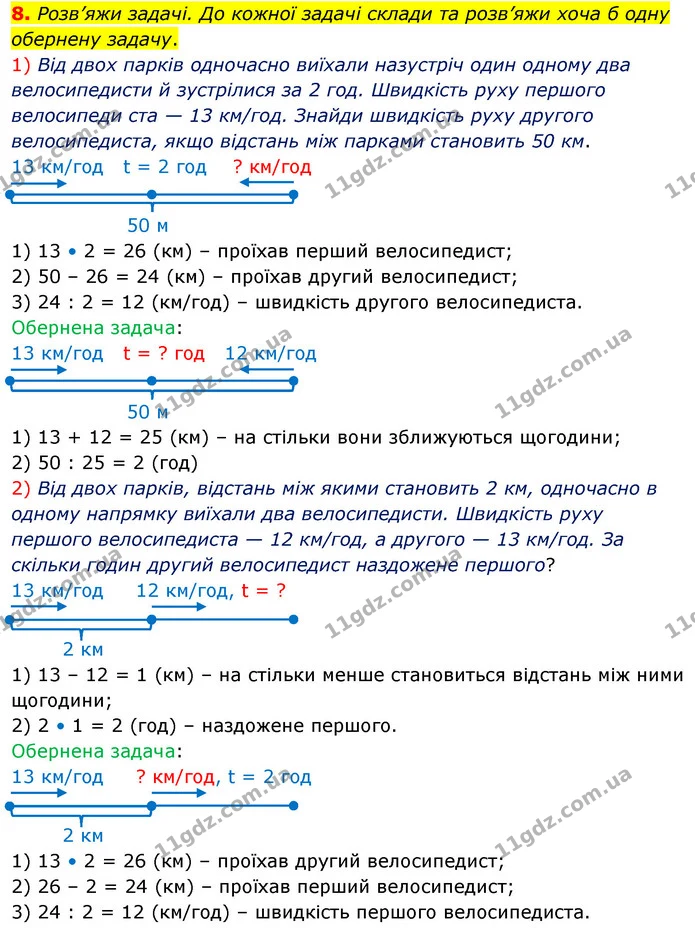 8. Розв’яжи задачі. До кожної задачі склади та розв’яжи хоча б одну обернену задачу. — ГДЗ Математика 4 клас Скворцова