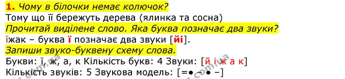 1. Чому в білочки немає колючок? — ГДЗ Українська мова 2 клас Большакова 1 ч. - 2 ч.