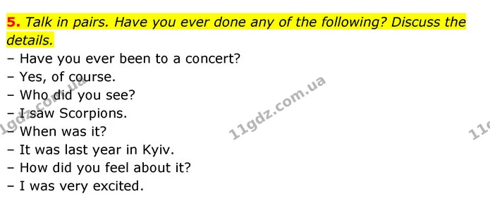 5. Talk in pairs. Have you ever done any of the following? Discuss the details. — ГДЗ Англійська мова 6 клас Мітчелл