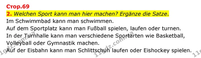 2. Welchen Sport kann man hier machen? Ergänze die Satze. — ГДЗ Німецька мова 6 клас Сотникова 2 рік (2023)