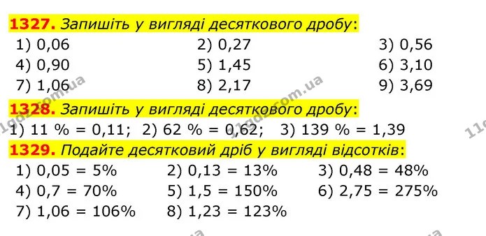 1327. Запишіть у вигляді десяткового дробу: — ГДЗ Математика 5 клас Тарасенкова 2022