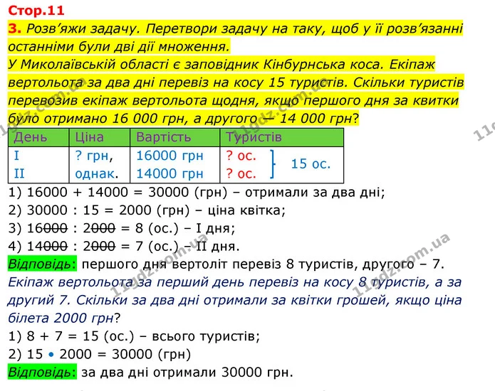 3. Розв’яжи задачу. Перетвори задачу на таку, щоб у її розв’язанні останніми були дві дії множення. — ГДЗ Математика 4 клас Скворцова