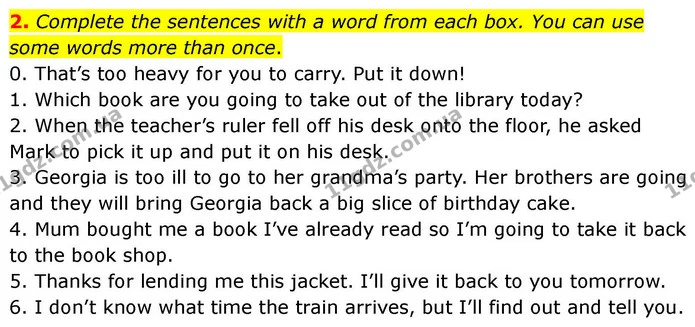 2. Complete the sentences with a word from each box. You can use some words more than once. — ГДЗ робочий зошит Англійська мова 7 клас Prepare