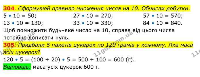 304. Сформулюй правило множення числа на 10. Обчисли добутки. — ГДЗ Математика 3 клас Бевз 2 частина