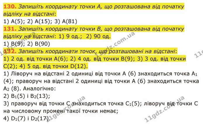 130. Запишіть координату точки А, що розташована від початку відліку на відстані: — ГДЗ Математика 5 клас Тарасенкова 2022