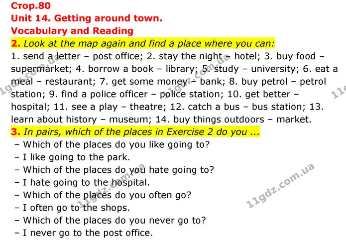 2. Look at the map again and find a place where you can: — ГДЗ Англійська мова 6 клас Коста (Prepare 6)