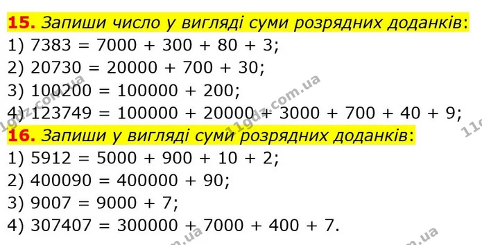 15. Запиши число у вигляді суми розрядних доданків: — ГДЗ Математика 5 клас Істер 2022