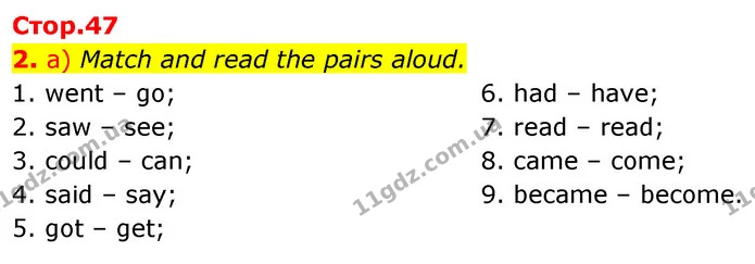 2. a) Match and read the pairs aloud. — ГДЗ Англійська мова 6 клас Карпюк 2023