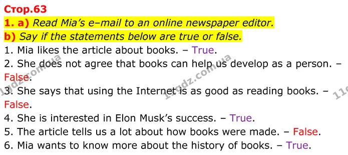 1. a) Read Mia’s e–mail to an online newspaper editor. — ГДЗ Англійська мова 8 клас Карпюк 2025