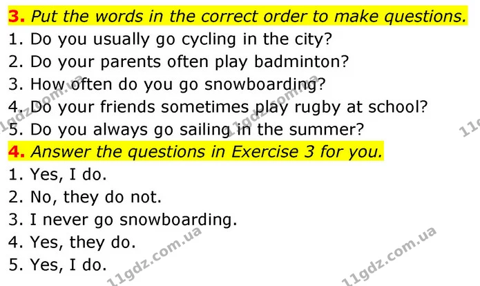 3. Put the words in the correct order to make questions. — ГДЗ робочий зошит Англійська мова 6 клас Prepare
