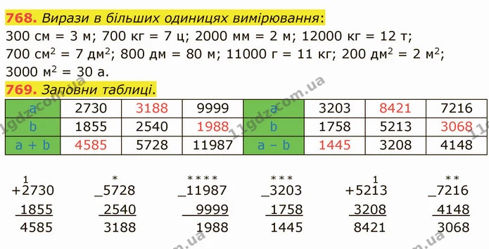 768. Вирази в більших одиницях вимірювання: — ГДЗ Математика 4 клас Лишенко 1-2 ч.