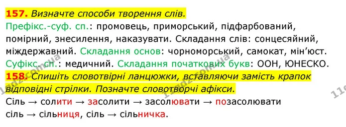 157. Визначте способи творення слів. — ГДЗ Відповіді Українська мова 6 клас Єрмоленко