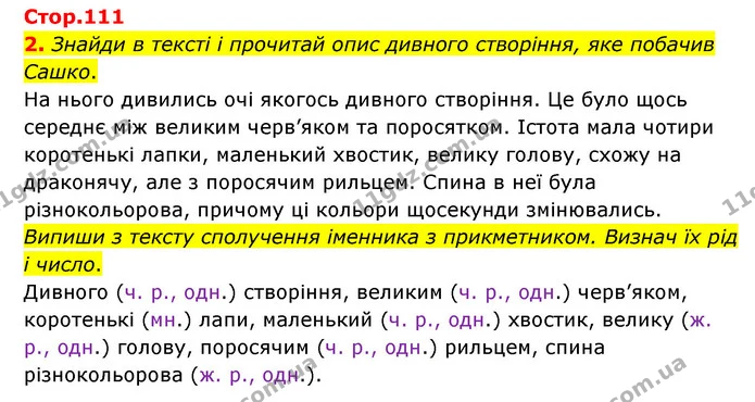 2. Знайди в тексті і прочитай опис дивного створіння, яке побачив Сашко. — ГДЗ Українська мова 4 клас Чабайовська