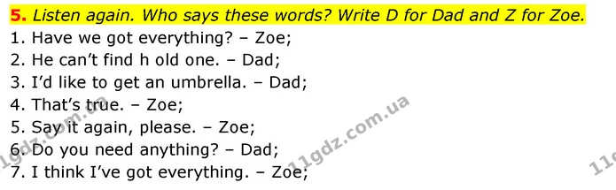3. Listen to the conversation between Zoe and her dad. Where are Zoe and her family going? — ГДЗ Робочий зошит Англійська мова 5 клас Коста (prepare 5)