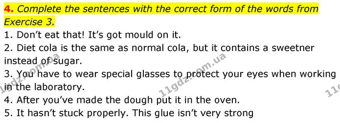 4. Complete the sentences with the correct form of the words from Exercise 3. — ГДЗ робочий зошит Англійська мова 8 клас Гарет Джонс 2025