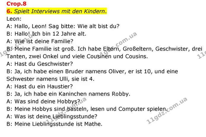 6. Spielt Interviews mit den Kindern. — ГДЗ Німецька мова 6 клас Сотникова 2 рік (2023)