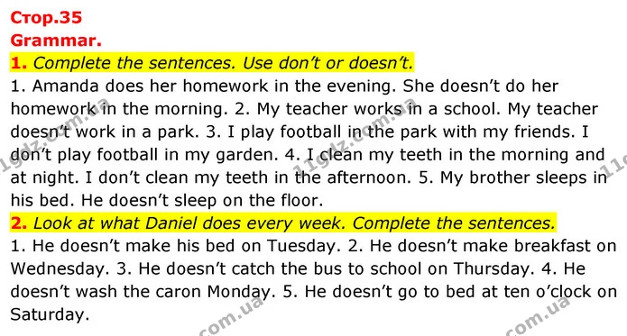 1. Complete the sentences. Use don’t or doesn’t. — ГДЗ Робочий зошит Англійська мова 5 клас Коста (prepare 5)