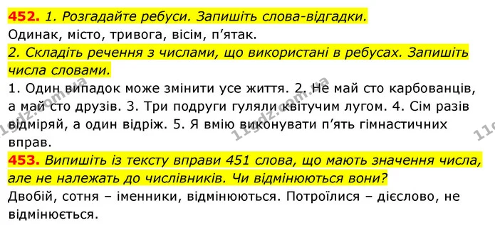 452. 1. Розгадайте ребуси. Запишіть слова-відгадки. — ГДЗ Відповіді Українська мова 6 клас Єрмоленко