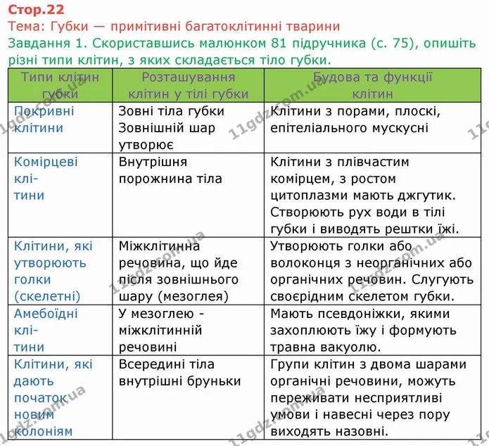 Стор. 22 — 1 — ГДЗ Робочий зошит Біологія 6 клас Мечник — ГДЗ Робочий зошит Біологія 6 клас Мечник