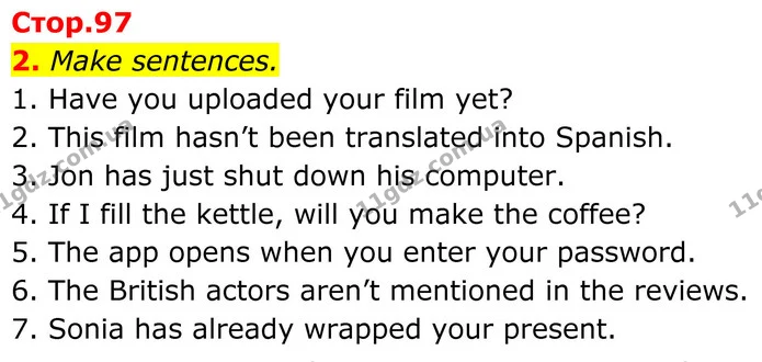 2. Make sentences. — ГДЗ Англійська мова 8 клас Стайрінг (Prepare)