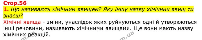 1. Що називають хімічним явищем? Яку іншу назву хімічних явищ ти знаєш? — ГДЗ Природознавство 5 клас Коршевнюк