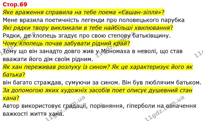 Стор. 69 — 1 — ГДЗ Українська література 6 клас Яценко — ГДЗ Українська література 6 клас Яценко