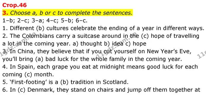 3. Choose a, b or c to complete the sentences. — ГДЗ Робочий зошит Англійська мова 7 клас Карпюк