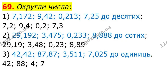 69. Округли числа: — ГДЗ Математика 6 клас Істер 2023 1-2 ч.