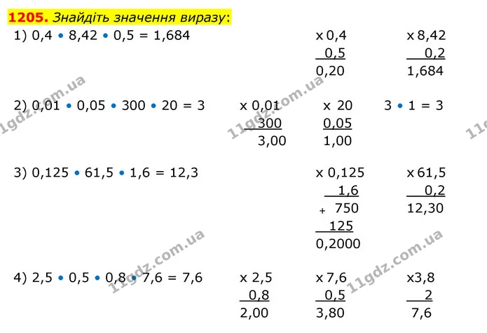 1205. Знайдіть значення виразу: — ГДЗ Математика 5 клас Тарасенкова 2022