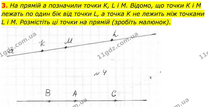 3. На прямій а позначили точки K, L i М. Відомо, що точки К і М — ГДЗ Геометрія 8 клас Бурда