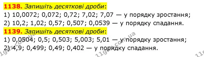 1138. Запишіть десяткові дроби: — ГДЗ Математика 5 клас Кравчук