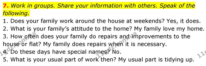 7. Work in groups. Share your information with others. Speak of the following. — ГДЗ Англійська мова 7 клас Карпюк