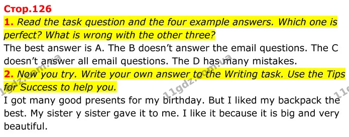 1. Read the task question and the four example answers. Which one is perfect? What is wrong with the other three? — ГДЗ Англійська мова 7 клас Коста