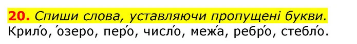 20. Спиши слова, уставляючи пропущені букви. — ГДЗ Українська мова та читання 3 клас Захарійчук 2020