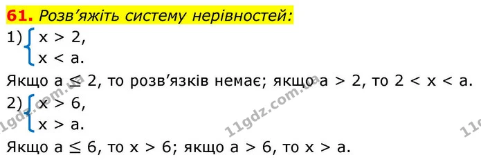61. Розв’яжіть систему нерівностей: — ГДЗ Алгебра 9 клас Істер