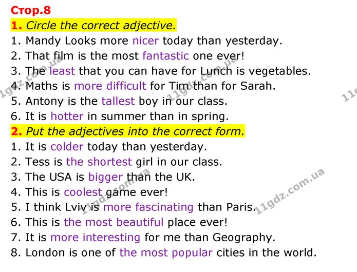 1. Circle the correct adjective. — ГДЗ Зошит з граматики Англійська мова 5 клас Карпюк 2022