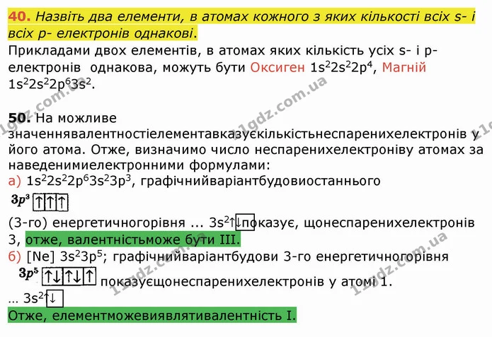 40. Назвіть два елементи, в атомах кожного з яких кількості всіх s- і всіх р- електронів однакові. — ГДЗ Хімія 8 клас Попель