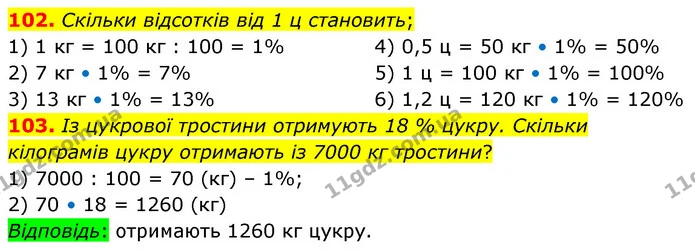 102. Скільки відсотків від 1 ц становить; — ГДЗ Математика 6 клас Істер 2023 1-2 ч.