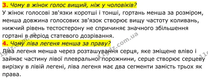 3. Чому в жінок голос вищий, ніж у чоловіків? — ГДЗ Біологія 8 клас Балан