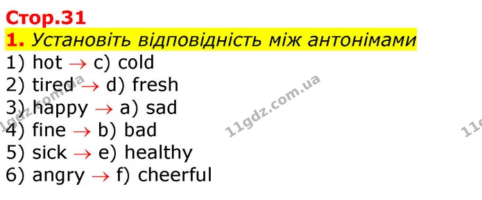 Стор. 31 — 1 — ГДЗ Робочий зошит Англійська мова 7 клас Ходаковська, Несвіт — ГДЗ Робочий зошит Англійська мова 7 клас Ходаковська, Несвіт
