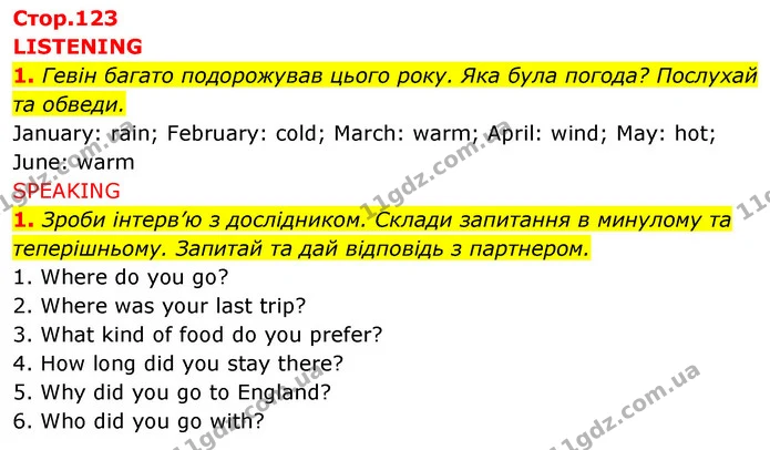 1. Гевін багато подорожував цього року. Яка була погода? Послухай та обведи. — ГДЗ Англійська мова 5 клас Коста Джоанна