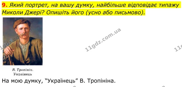 9. Який портрет, на вашу думку, найбільше відповідає типажу Миколи Джері? Опишіть його (усно або письмово). — ГДЗ Українська література 8 клас Авраменко
